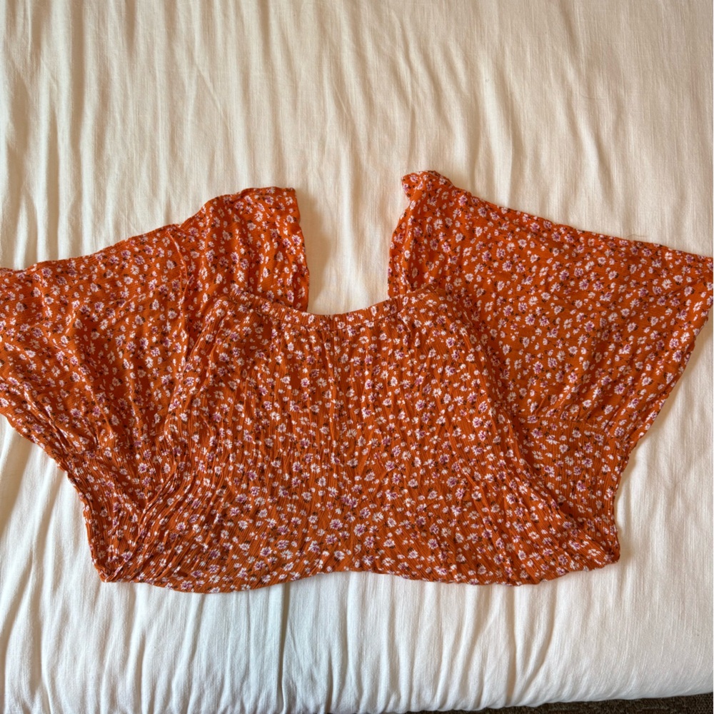 Orange Floral Midi Pants